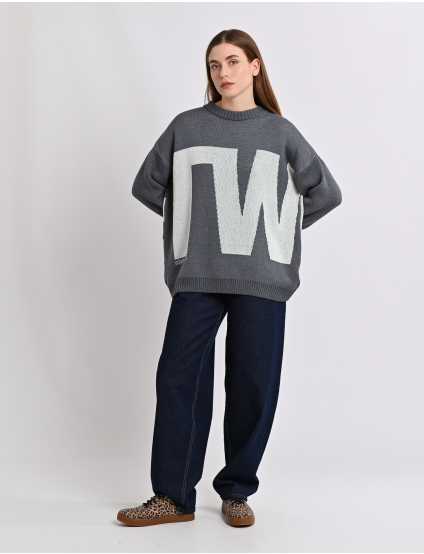 Картинка Светр сірий  з принтом