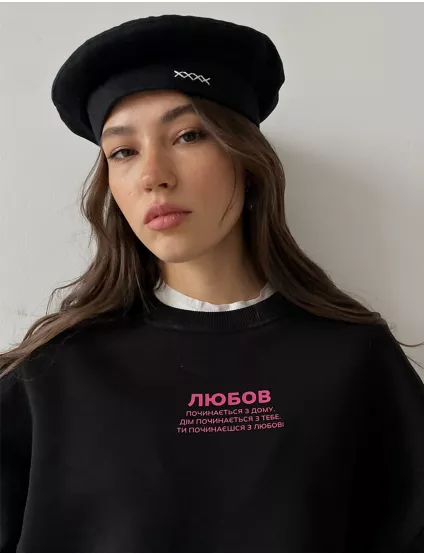 Картинка Світшот чорний з принтом