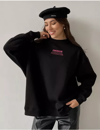 Картинка Світшот чорний з принтом