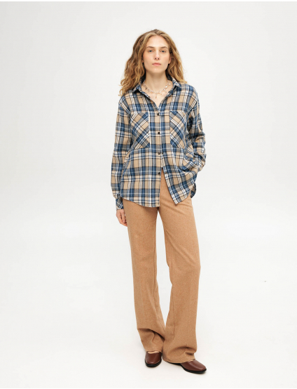 Картинка Сорочка синьо-бежева картата