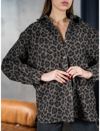 Картинка Тепла жіноча сорочка з леопардовим принтом