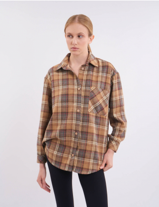 Картинка Сорочка бежева картата 