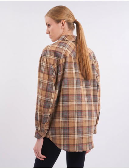 Картинка Сорочка бежева картата 