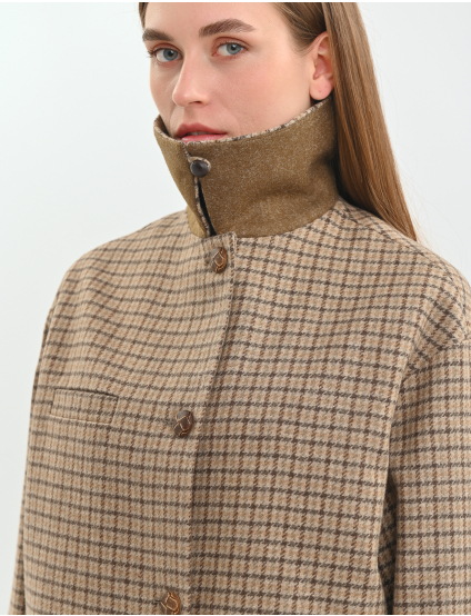 Картинка Пальто бежеве комбіноване