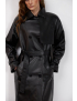 Картинка Тренч максі з чорної екошкіри