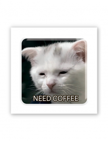 Картинка Наліпка з котом Need Coffee