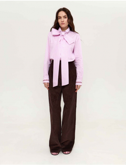 Картинка Сорочка рожево-біла смугаста