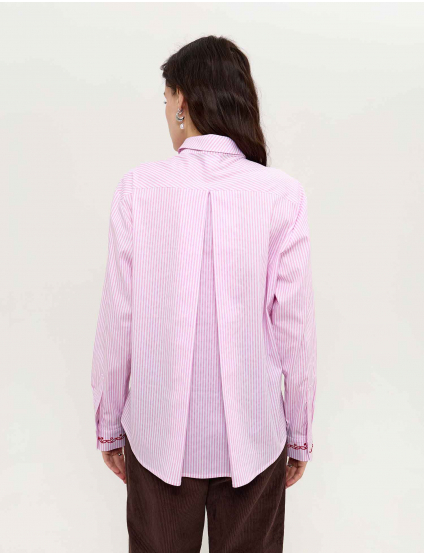 Картинка Сорочка рожево-біла смугаста