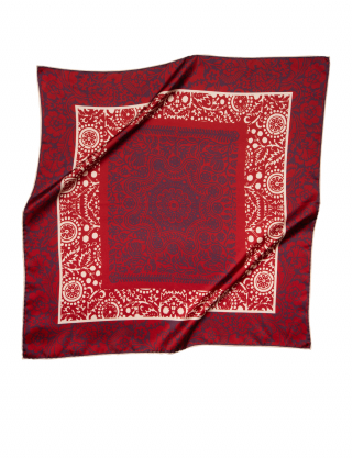 Картинка Шовкова хустина "Культурна спадщита. Вибійка" Cherry, 60х60 см