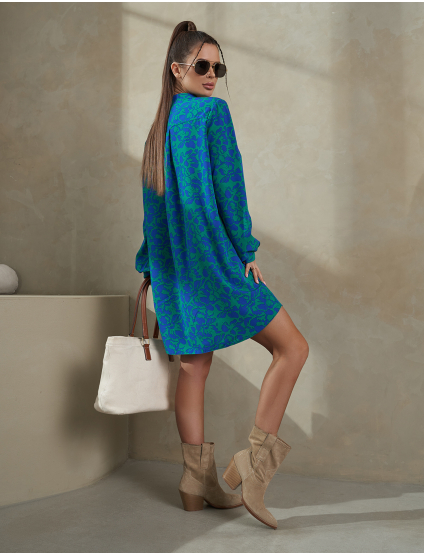 Картинка Сукня міні синя з принтом