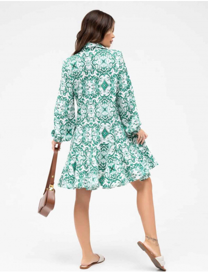 Картинка Сукня міні зелена з принтом