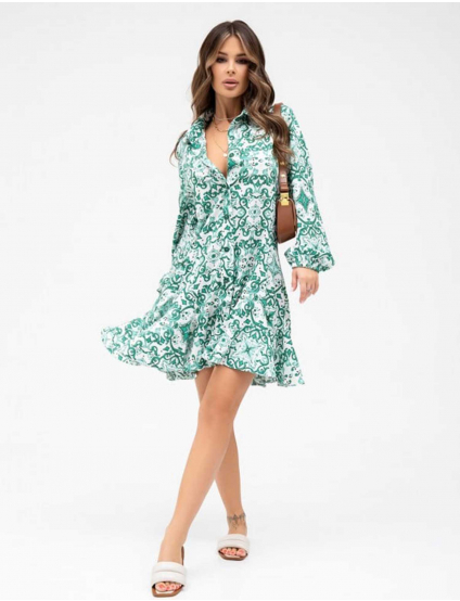 Картинка Сукня міні зелена з принтом
