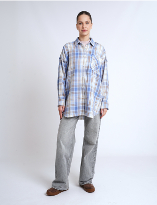 Картинка Сорочка в клітинку блакитна