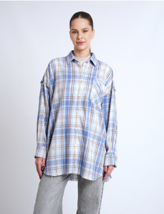 Картинка Сорочка в клітинку блакитна