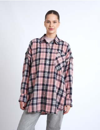 Картинка Сорочка рожева картата