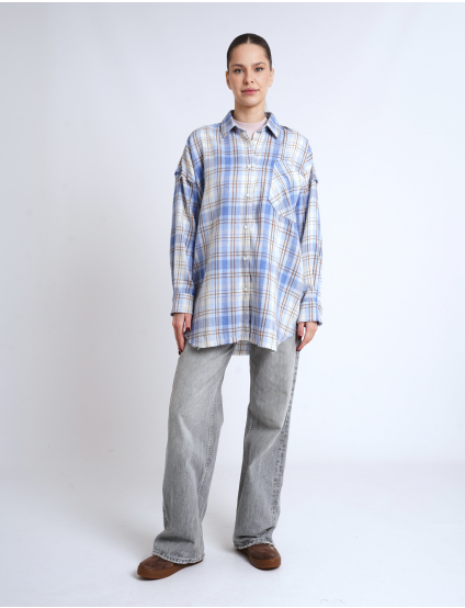 Картинка Сорочка в клітинку блакитна