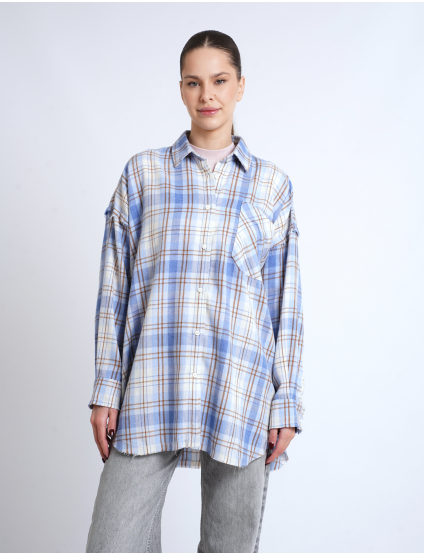 Картинка Сорочка в клітинку блакитна