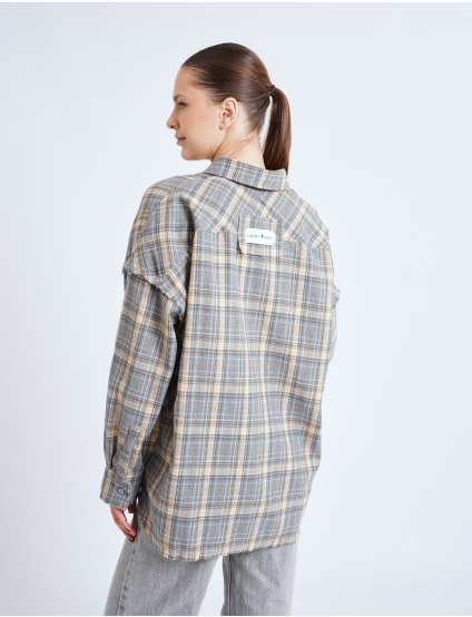 Картинка Сорочка сіро-юлакитна картата