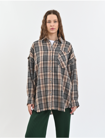 Картинка Сорочка бежева картата