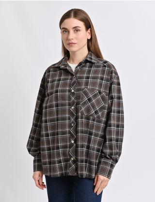 Картинка Сорочка темно-коричнева картата