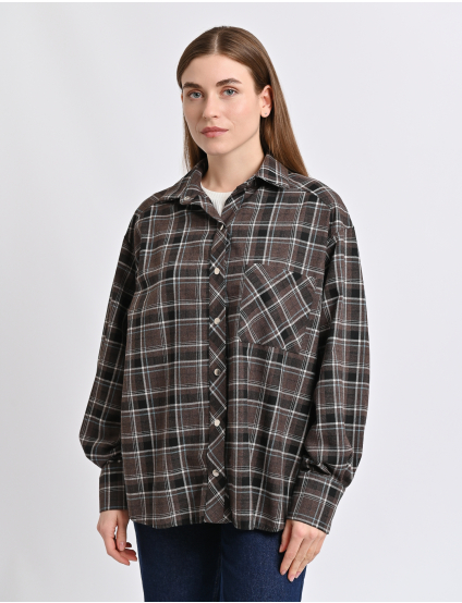Картинка Сорочка темно-коричнева картата