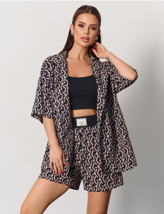 Картинка Костюм коричневий з принтом 