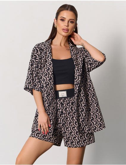 Картинка Костюм коричневий з принтом 