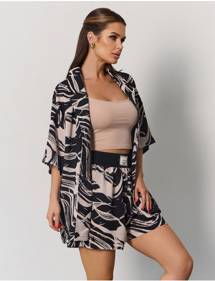 Картинка Костюм коричневий з принтом 