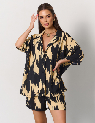 Картинка Костюм жовтий з принтом 