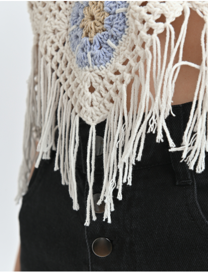 Картинка Топ білий з блакитними квітами