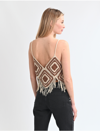 Картинка Топ світло-коричневий з бежевими ромбами