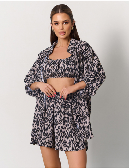 Картинка Костюм бежевий з принтом 