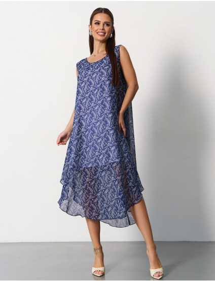 Картинка Сарафан міді синій з принтом 