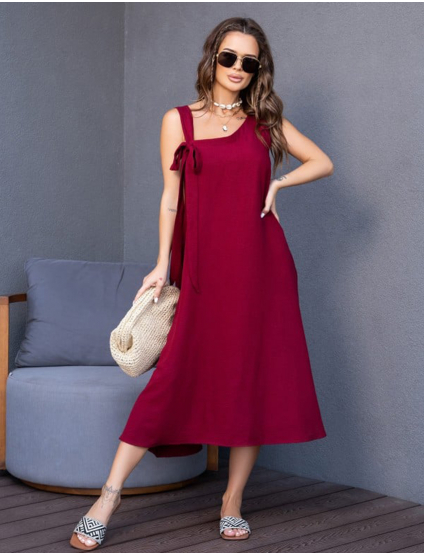 Картинка Сарафан міді бордовий