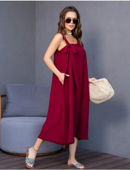 Картинка Сарафан міді бордовий