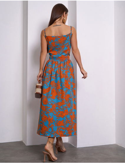 Картинка Сарафан максі синій з принтом 