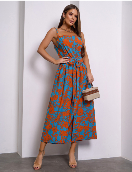 Картинка Сарафан максі синій з принтом 