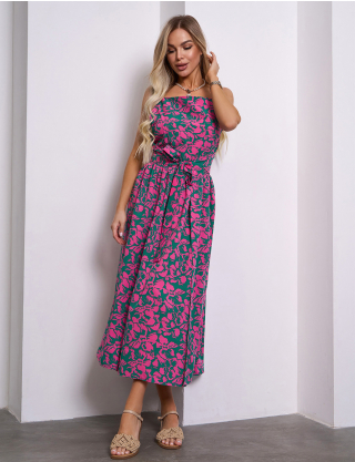 Картинка Сарафан максі зелений з принтом 