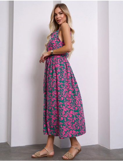 Картинка Сарафан максі зелений з принтом 