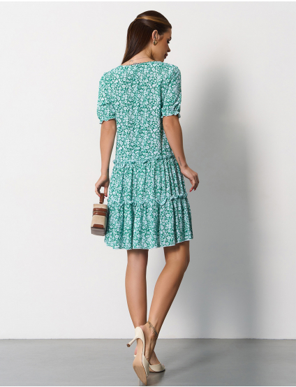 Картинка Сукня міді зелена з принтом 