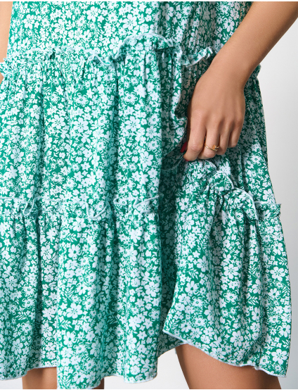 Картинка Сукня міді зелена з принтом 