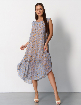 Картинка Сарафан міді сірий з принтом 