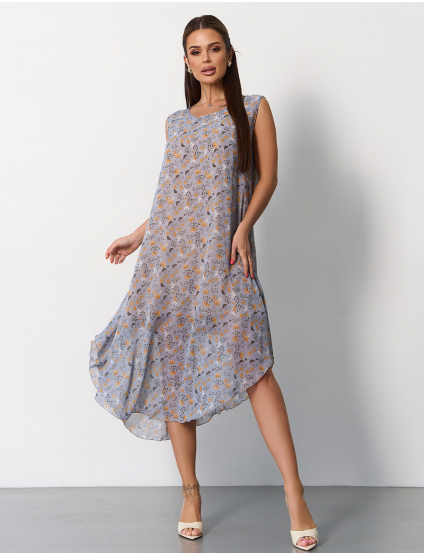 Картинка Сарафан міді сірий з принтом 