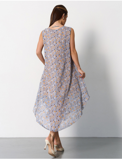 Картинка Сарафан міді сірий з принтом 