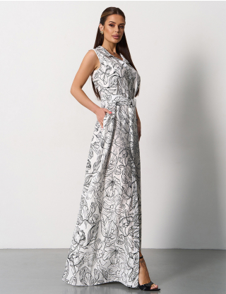 Картинка Сукня максі біла з принтом 