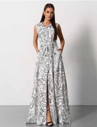 Картинка Сукня максі біла з принтом 