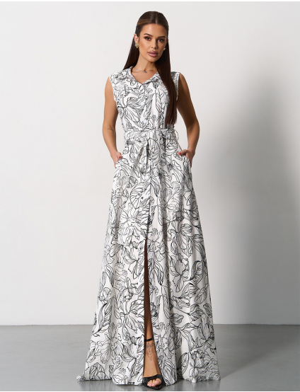 Картинка Сукня максі біла з принтом 