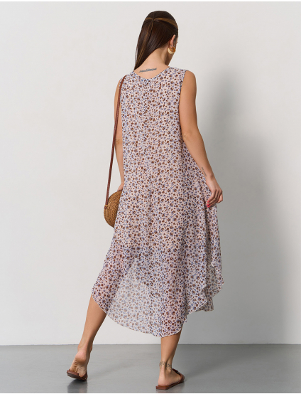 Картинка Сукня міді бежева з принтом 