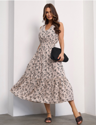 Картинка Сукня максі бежева з принтом 