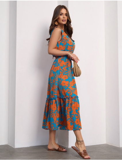 Картинка Сукня максі блакитна з принтом 